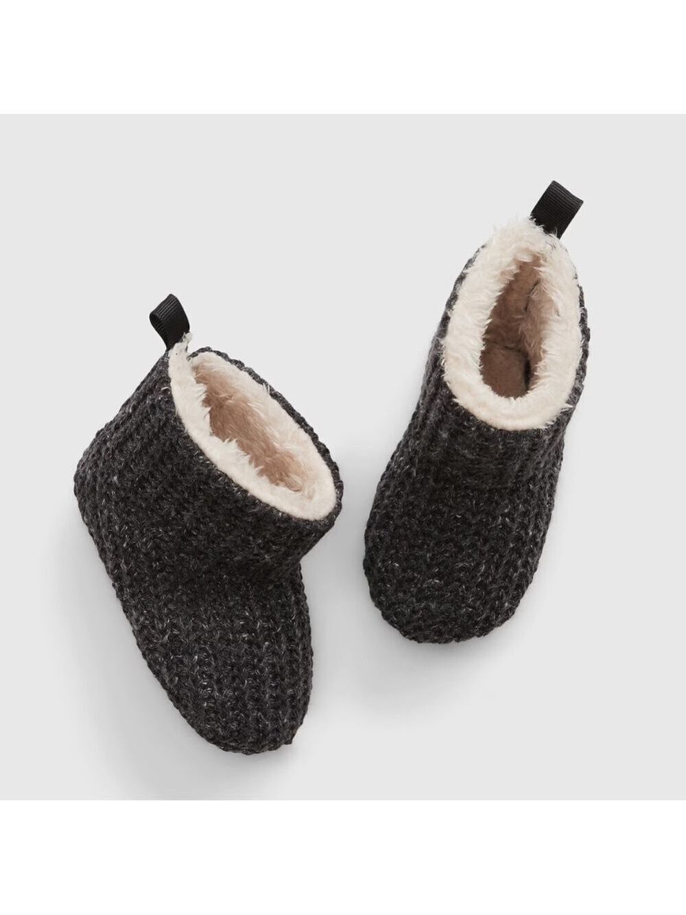 Gap Baby Sherpa-Lined Booties Charcoal Heather Gray Size 0-3 Months NWT